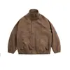 Ropa Vintage 2025 Otoño Nuevo Calle Alta Americana Fresca Retro Desgastada Holgada Cuello Alto Chaqueta de Cuero Pu para Motociclista