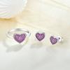 Pendientes de Plata S925 Zirconia Rosa Morada Pendientes de Corazón Lujo Accesible Versátiles Pendientes de Alta Gama para Niñas Suministro de Regalo Venta al por Mayor