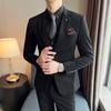 Traje informal de doble hebilla para hombre, primavera 2022, estilo coreano, corte entallado, para boda, padrino de boda, talla grande, traje de tres piezas