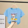 Camiseta de Niña Verano 2026 Nuevo Estilo Infantil Elegante Algodón Puro Manga Corta Verano Niña Cuello Redondo Casual Manga Media Top
