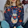 Sudadera Nueva Transfronteriza de Amazon Sudadera Estampada de Cuello Redondo Pulóver Top para Mujer Manga Larga Una Pieza D-Made