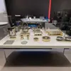 Nuevo Mesa de Sala Privada KTV Vajilla Acero Inoxidable Lujo Oro Cepillado Gris Plato de Frutas Base Caja de Pañuelos