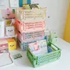 Caja de almacenamiento plegable de escritorio, organizador de papelería para estudiantes, estante de almacenamiento para artículos varios y cosméticos, canasta pequeña apilable