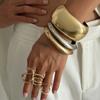 Pulsera Europea y Americana Transfronteriza de Industria Pesada Exagerada con Brillo Abierta Ancha para Mujer Simple Geométrica con Hebilla de Resorte Estilo Ins Joyería de Mano