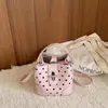 Bolsa Pequeña de Gran Capacidad para Mujer, Nuevo Estilo de Moda, Bolso Cubo con Lunares Blancos, Bolso Cruzado para Monedas y Teléfono Móvil