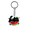 Al por mayor del fabricante colgante divertido de gato negro parche de dibujos animados de goma blanda de PVC llavero accesorio para llave de bolsa DIY