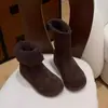 Zapatos de Mujer Botas Cálidas de Invierno 2025 Otoño e Invierno Nuevo Estilo Punta de Mango Versión Coreana Forradas de Felpa Botas de Caña Alta de Algodón de Dos Vías Botas de Nieve para Mujer