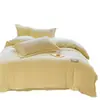 Conjunto de quatro peças de cor sólida fosca em veludo de leite para outono e inverno, espessado e quente, capa de edredom dupla face em veludo coral, lençol de baixo, conjunto de cama