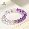 Pulsera de Perlas de Amatista Natural Nueva Empalmada con Cuarzo Rosa Morado para Mujer, Joyería de Estilo Único al por Mayor