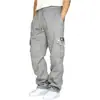 Pantalones Deportivos Casuales Transfronterizos Diseño de Pierna-dedo Multibolsillo Botón de Cordón Verde Militar Sueltos para Hombre
