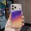 Capa de celular 17promax em tom roxo-azulado dos sonhos com glitter e design transparente prateado, adequada para 17Pro, prateada brilhante