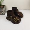 Sapatos para Bebê e Criança Pequena Primavera e Outono Novos Botas com Fivela para Crianças Meias de Princesa Botas de Couro Pequenas Tecidas Estilo Britânico Para Todas as Ocasiões