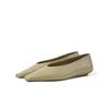 Zapatos de mujer de una sola capa con diseño de nicho, de primavera y verano, clásicos, cuadrados, puntiagudos, suaves, de boca baja, minimalistas, cómodos, combinables, planos de una sola capa.