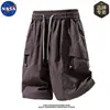 Marca NASA Alta Qualidade Zíper Meio Aberto Gola Alta Manga Curta Terno Masculino Verão Esportivo Malha Respirável Elegante Conjunto de Duas Peças
