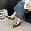 Zapatos Mary Jane con Bloques de Color y Lazo, 4 cm de Altura Interna, Color Francés, Nuevo 2026, Bailarinas de Corte Bajo con Correa Única