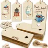 Conjunto de 24 Peças de Pingentes Criativos de Madeira em Branco para Etiquetas DIY Artesanal Marcadores de Livro de Presente em Branco Etiquetas de Artesanato em Madeira