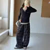 Conjunto de sudadera para niña, nuevo modelo otoño 2026, para chicas de secundaria, niños mayores, top falso de dos piezas con pantalones a cuadros