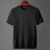 Camiseta de Seda de Gelo Vazada de Manga Curta Verão Camisa de Malha Fina Masculina Simples Versátil Respirável Gola Redonda Manga Meia Moda Top