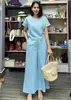 Sudeste Asiático Cruzamento Primavera e Verão Tamanho Grande Solto Temperamento Casual Cor Sólida Calças de Perna Larga Manga Curta Moda Roupa Esportiva