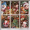 Pegatinas navideñas con efecto brillante, pegatinas de cristal de muñeco de nieve, para decorar escaparates de centros comerciales, pegatinas electrostáticas de Papá Noel