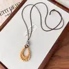 Collar Geométrico de Ratán Bohemio para Mujer, Estilo Vacaciones en la Costa, Colgante con Cordón Largo, Estilo Zen, Cadena para Suéter Personalizada