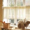 Cortina Curta de Renda Pastoral Francesa com Velcro Cortina Curta Cortina de Gaze Cortina Curta Estilo Americano Vintage para Porta de Cozinha Sem Furos
