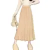 Falda Midi de Punto para Mujer Otoño e Invierno 2026, Falda Plisada de Cintura Alta con Efecto de Caída, Falda Acampanada Casual, Falda de Paraguas de Moda para Mujer
