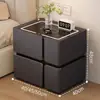 Mesita de noche Inteligente Simple Moderna Multifuncional con Carga Inalámbrica Altavoz Luz Lujo Dormitorio Uso en Casa Gabinete de Noche de Madera Maciza