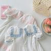 Ropa Infantil Estilo Coreano Verano 2026 Estilo Universitario Estilo Marino Vestido para Niñas con Solapa Vestido de Manga Corta para Bebés