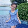 Maiô infantil Feminino Princesa Saia Manga Curta Protetor Solar Maiô de Uma Peça Bebê Menina Bonito Véu Saia Maiô Estilo Coreano