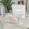 Estilo Europeo Lujo Ligero Moda Serie de Encaje de Hierba Tang Plato de Cena Occidental Exquisito Hueso de China Tazón para Fideos Vajilla Plato de Frutas para Uso Comercial y Doméstico