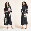 Pijama Feminino Plus Size com Manga 3/4, Brilhante em Cetim, Novo Estilo para Primavera e Outono, Roupão Leve, Roupa de Dormir de Manga Longa, Roupa para Casa