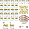 Amazon Sellada 45 Botella de Vidrio Hexagonal Botella de Miel Mermelada Botella de Salsa Picante Enlatada Miel Mini Embotellada Transfronterizo