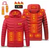 Ropa acolchada de algodón con calefacción de tres controles transfronterizos, temperatura constante inteligente, para hombres y mujeres, chaqueta acolchada de algodón con calefacción, ropa cálida acolchada de algodón con capucha de color sólido