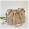 Bolso de Hombro Grande de Color Sólido Multiusos Apto para la Piel Mamá Viajero Mochila para Mujer Bolso para Mujer Terciopelo con Cordón Bajo el Brazo
