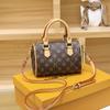 Bolso Boston Pillow de estilo coreano, versátil, con estampado retro, para mujer, bolso de mano, bandolera o bolso cruzado, colección verano 2026.