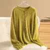 Cardigan Top de Cachemira 100% Pura Felpa Real Perla Artificial Blanco Plateado Forma de Media Bola Redonda Perla Artificial de Concha