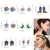 Amazon Europeo y Americano Día de la Independencia Nuevos Pendientes Acrílicos con Diseño Único de Sombrero de Dinosaurio Pendientes Creativos para Mujer