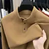 Camiseta de Terciopelo Doble Cara con Cuello Alto para Hombre, Moda Casual Suelta, Camiseta Interior Sudadera, Otoño e Invierno 2025