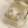 Pendientes de Plata S925 con Aguja, Perla Cortada en Rosa, Pendientes Pequeños de Moda Retro de Alta Gama, Pendientes Elegantes y Exquisitos