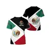 Tamanho Europeu Transfronteiriço Venda Quente Comércio Exterior Novo Estilo Esportivo Impressão Digital 3D Camiseta Masculina Manga Curta Série México Top