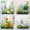 Maceteros con Flores Artificiales y Plantas Verdes, Combinaciones de Flores y Plantas Falsas, Maceteros Decorativos para Separación y Ocultación, Arte Floral Paisajístico