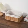 Cesta de almacenamiento tejida de bambú para escritorio para artículos misceláneos del hogar, caja de almacenamiento cosmético tejida a mano, gran capacidad