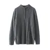 Cashmere Puro Primavera 2025 Novo Tricô Masculino com Meio Zíper Tricô Curto Solto