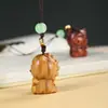 Palo de rosa Pequeño Dinosaurio Bebé Madera Maciza Tallada Regalo Infantil Bolsita Linda Colgante de Coche Cadena para Teléfono Móvil Llavero