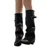 Botas altas hasta la rodilla para mujer, botas de otoño de una sola pieza, nuevo estilo 2026, tacón grueso, de tacón alto, de caña larga, botas estilo Martin, de caña alta, plisadas y fruncidas