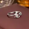 Anillo de Plata de Ley 925 100 Apellidos Familiares Apellido Familiar Anillo para Mujer Nuevo Amor Diseño de Nicho Sentido Anillo de Dedo Abierto Todo-partido Regalo