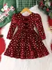 Vestido Nuevo de Invierno para Niñas con Estampado de Estrellas Navideñas 2025
