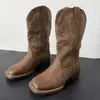 Botas Cuadradas Nuevas para Primavera 2026 para Uso Diario, Botas de Moda sin Cordones para Mujer, Zapatos Casuales de Media Caña para Mujer