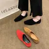Mocasines planos de moda con punta cuadrada, nueva colección otoño 2026, estilo francés, perfectos con vestidos, gamuza, nicho, estilo old-money